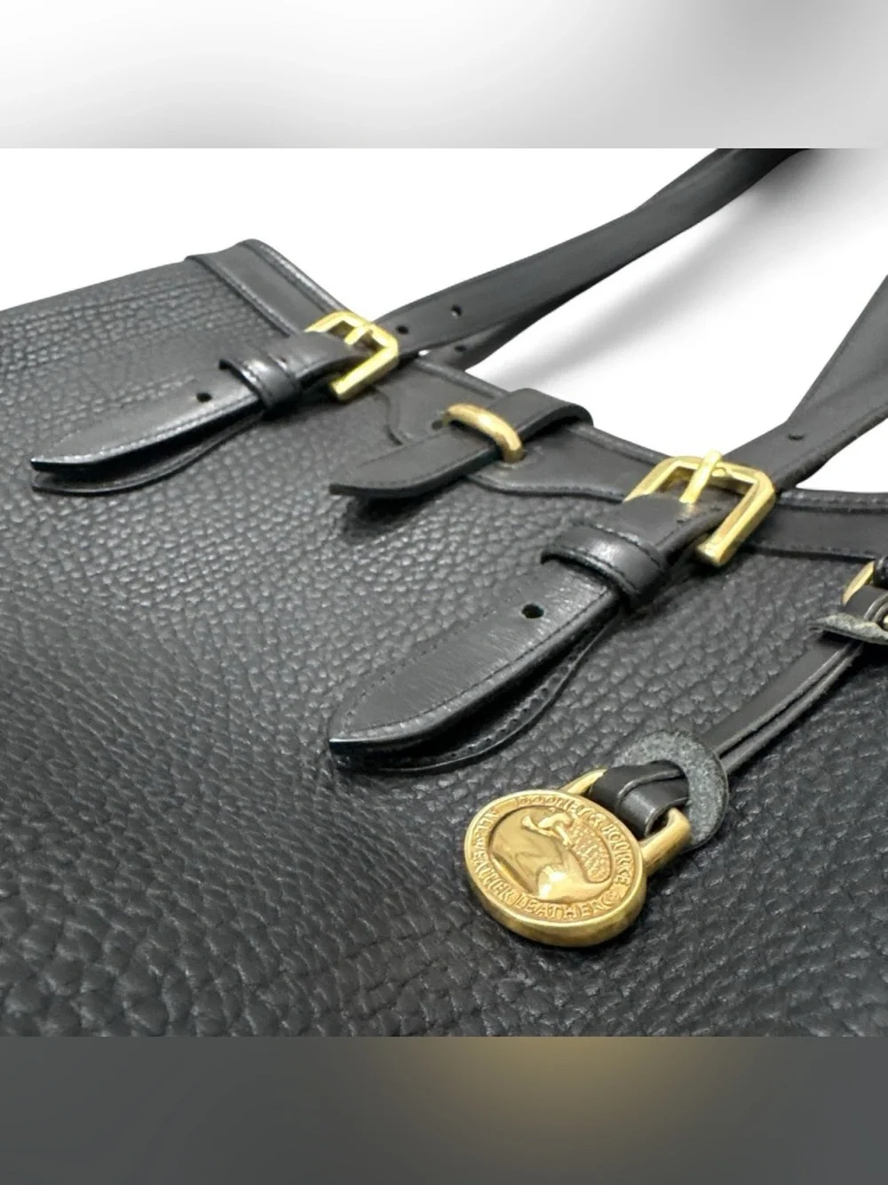 Vintage Dooney & Bourke Small Black Pebbled Bucket Bag with Brown Pebbled Wallet